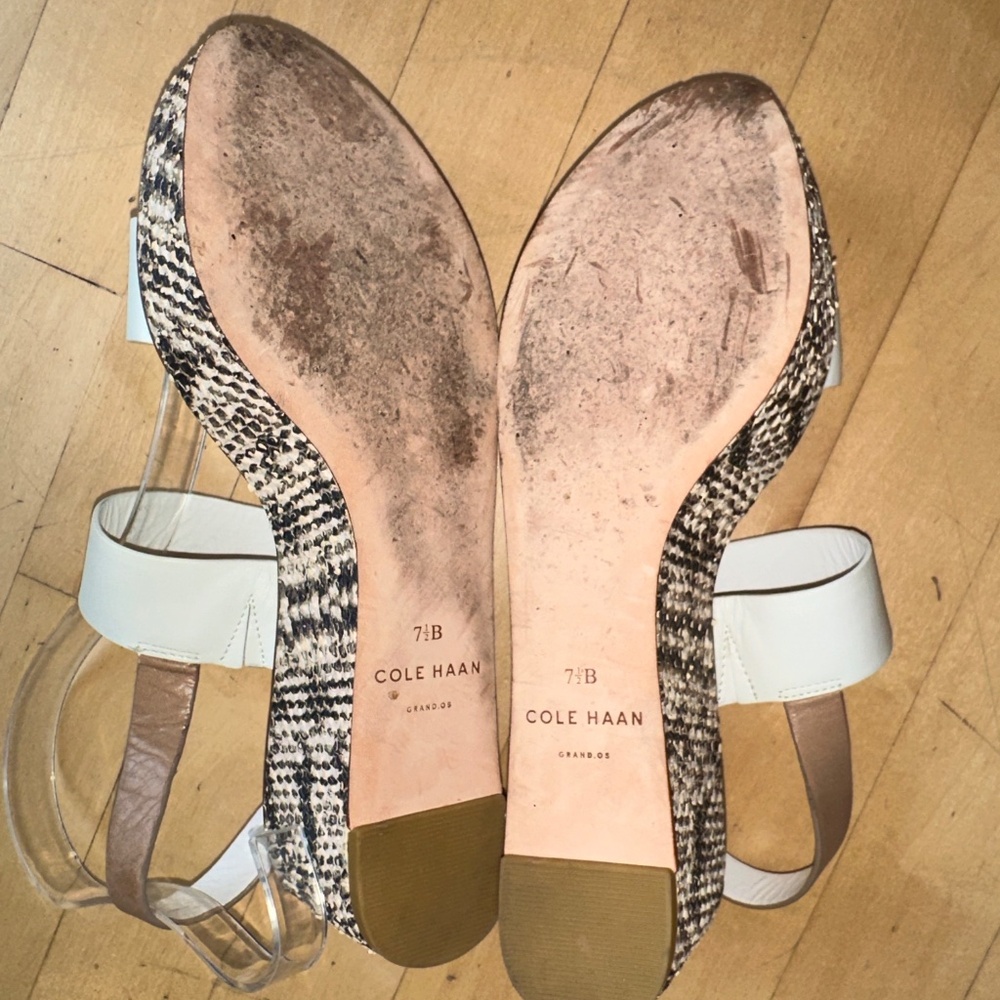 Cole Haan Camdon White/brown reptile platform sandal, 7.5, CB2467 - Picture 5 of 7
